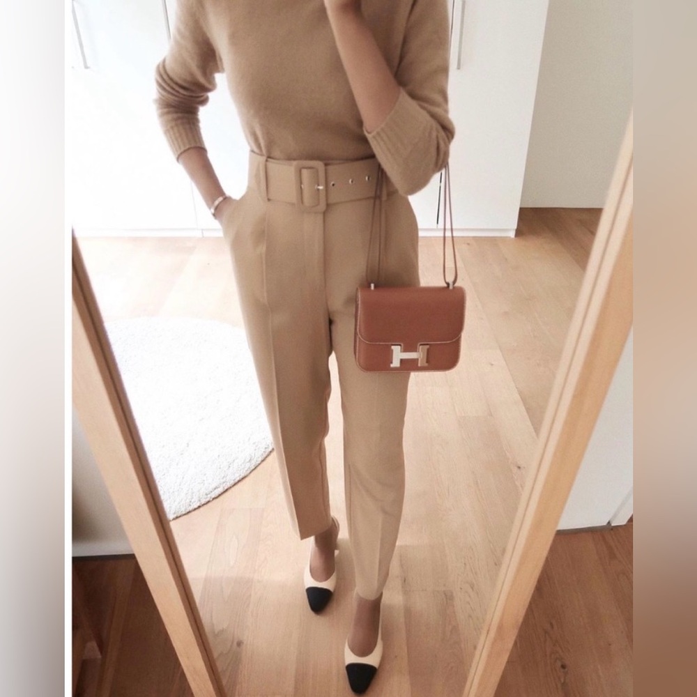 NWT ZARA High Waisted Trousers Belted Pants Blogger Favorite Size S - Picture 5 of 13